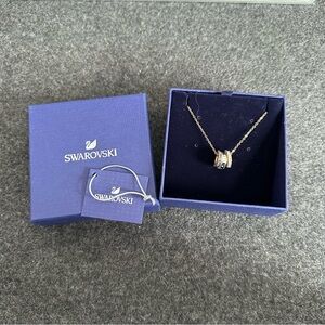 Swarovski Rose Gold Tone Crystal Ring Pendant Necklace